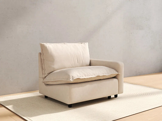 1 Piece Beige Linen Dorm Room Single Sofa 1 Seater 4