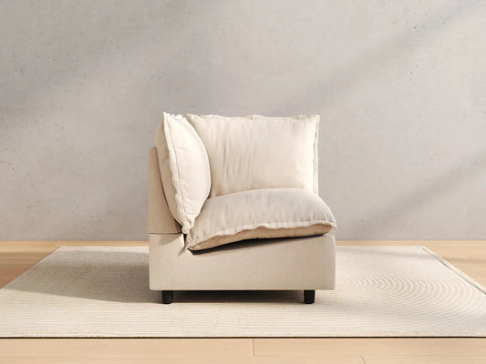 1 Piece Beige Linen Flex Nook Single Sofa 1 Seat 3