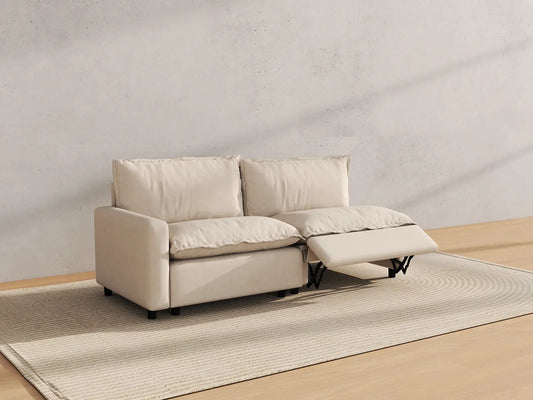 Modular Cero Reclining Sectionals | 2-Piece Beige Linen Flex Nook Loveseats 2-Seater