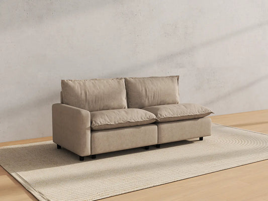 Modular Cero Modular Sectionals | 2-Piece Khaki Linen Flex Nook Loveseats 2-Seater