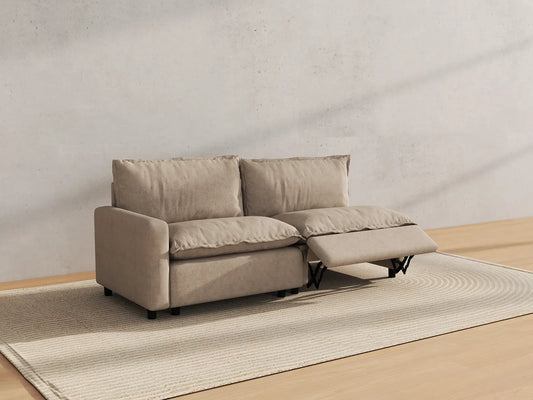 Modular Cero Reclining Sectionals | 2-Piece Khaki Linen Flex Nook Loveseats 2-Seater