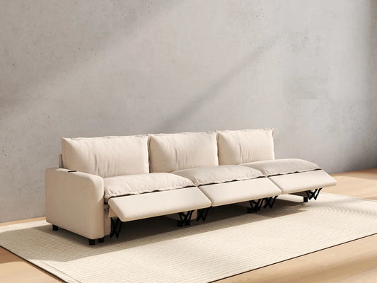 3 Piece Beige Linen Home Living Couch Sectionals 3 Seater 6