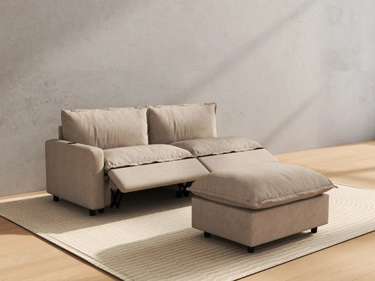 3 Piece Khaki Linen Small Space Chaise Sectionals 2 Seater with 1 Ottoman 5
