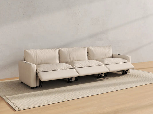 Modular Cero Reclining Sectionals | 3-Piece Beige Linen Home Living Couch Sectionals 3-Seater