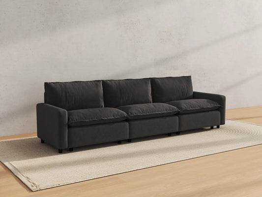 Modular Cero Modular Sectionals | 3-Piece Grey Linen Home Living Couch Sectionals 3-Seater