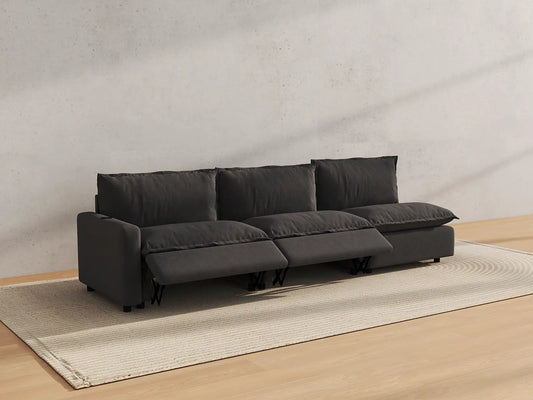 Modular Cero Reclining Sectionals | 3-Piece Grey Linen Home Living Couch Sectionals 3-Seater