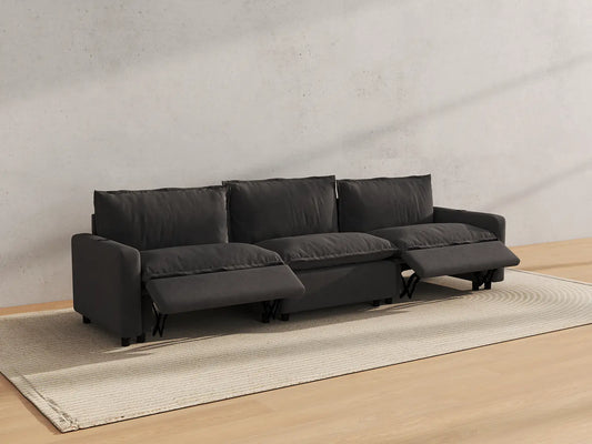 Modular Cero Reclining Sectionals | 3-Piece Grey Linen Home Living Couch Sectionals 3-Seater