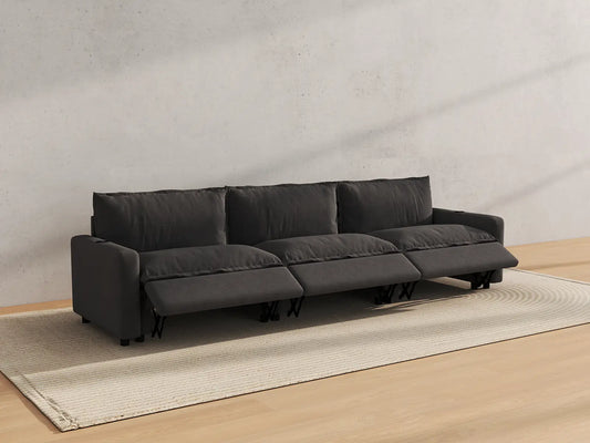 Modular Cero Reclining Sectionals | 3-Piece Grey Linen Small Space Couch Sectionals 3-Seater
