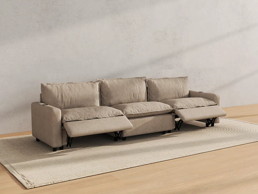Modular Cero Reclining Sectionals | 3-Piece Khaki Linen Home Living Couch Sectionals 3-Seater