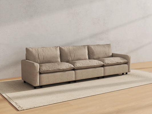 Modular Cero Modular Sectionals | 3-Piece Khaki Linen Small Space Couch Sectionals 3-Seater