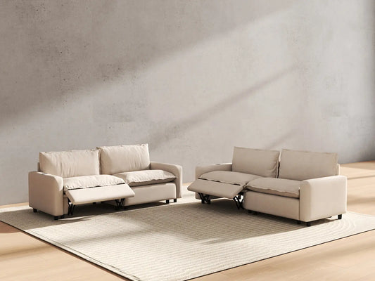 4 Piece Beige Linen Grand Estate V Shaped Sectionals 4 Seater 6