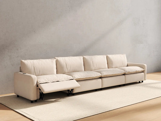 4 Piece Beige Linen Home Living Couch Sectionals 4 Seater 6