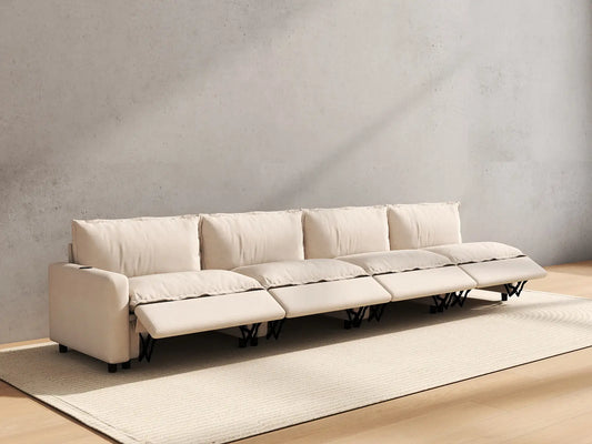 4 Piece Beige Linen Single Family Couch Sectionals 4 Seater 6