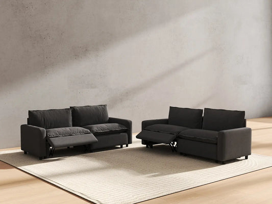 4 Piece Grey Linen Great Room V Shaped Sectionals 4 Seater 6