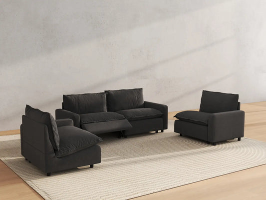 4 Piece Grey Linen Resort Style U Shaped Sectionals 4 Seater 6