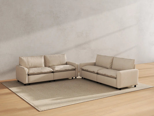 Modular Cero Modular Sectionals | 4-Piece Beige Linen Large Space V-Shaped Sectionals 4-Seater