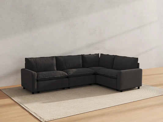 Modular Cero Modular Sectionals | 4-Piece Grey Linen Home Living L-Shaped Sectionals 4-Seater