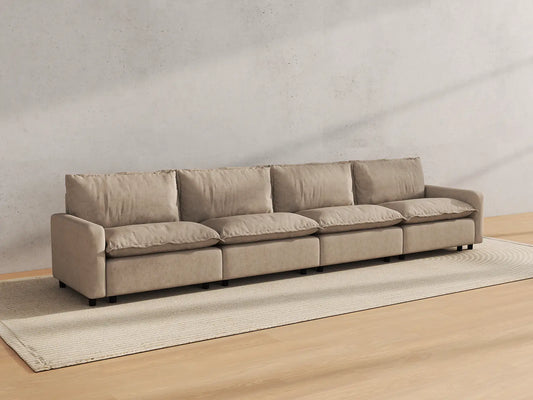 Modular Cero Modular Sectionals | 4-Piece Khaki Linen Home Living Couch Sectionals 4-Seater