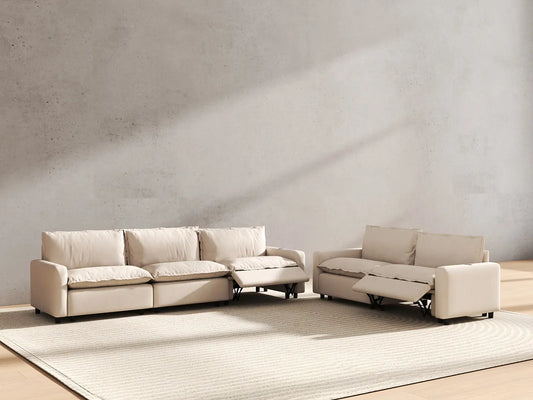 5 Piece Beige Linen Home Living Corner Sectionals 5 Seater 6