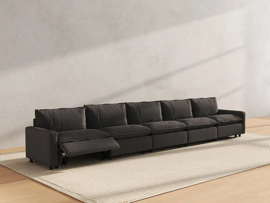 5 Piece Grey Linen Main Living Area Couch Sectionals 5 Seater 6