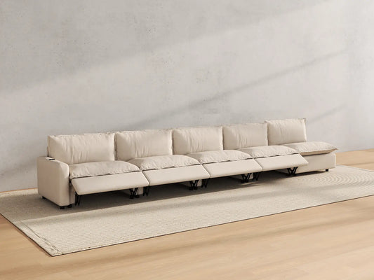 Modular Cero Reclining Sectionals | 5-Piece Beige Linen Home Living Couch Sectionals 5-Seater