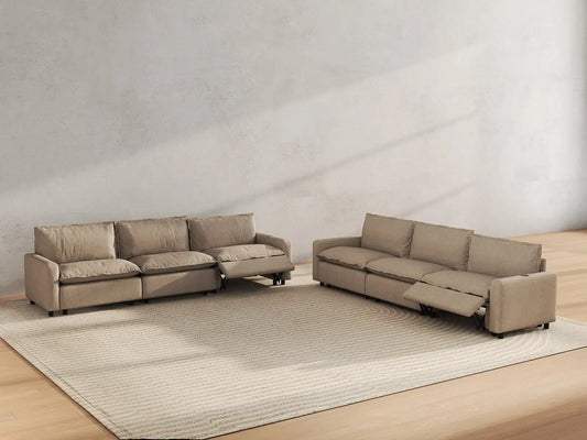 6 Piece Khaki Linen Grand Estate V Shaped Sectionals 6 Seater 6