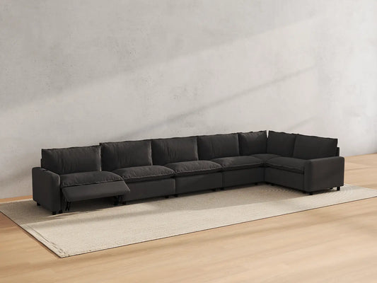 Modular Cero Reclining Sectionals | 6-Piece Grey Linen Home Living L-Shaped Sectionals 6-Seater