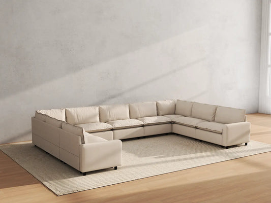 Modular Cero Modular Sectionals | 9-Piece Beige Linen Grand Estate U-Shaped Sectionals 9-Seater