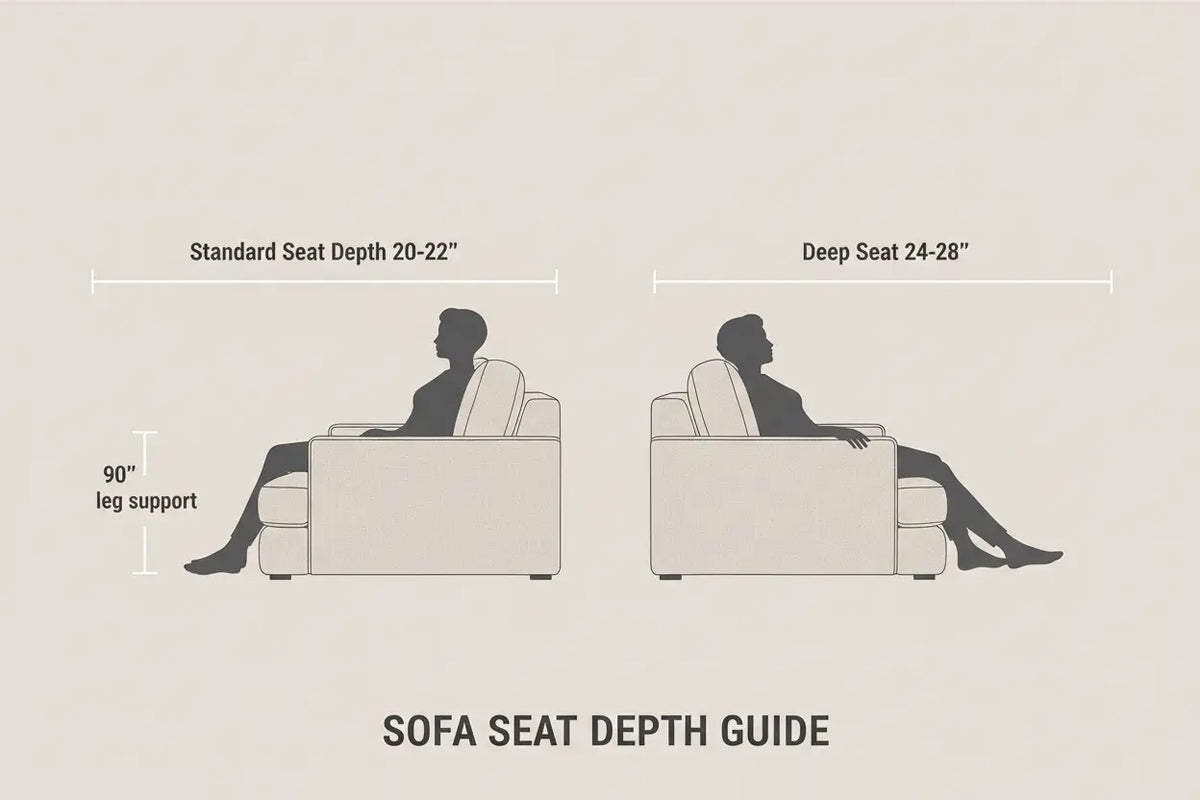 Standard Seat Depth vs Deep Seat Sofa Dimensions: The Complete Buying Guide