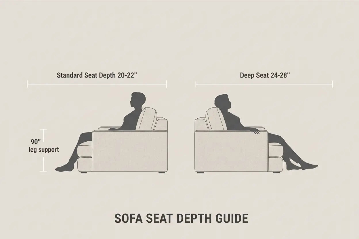 Standard Seat Depth vs Deep Seat Sofa Dimensions: The Complete Buying Guide