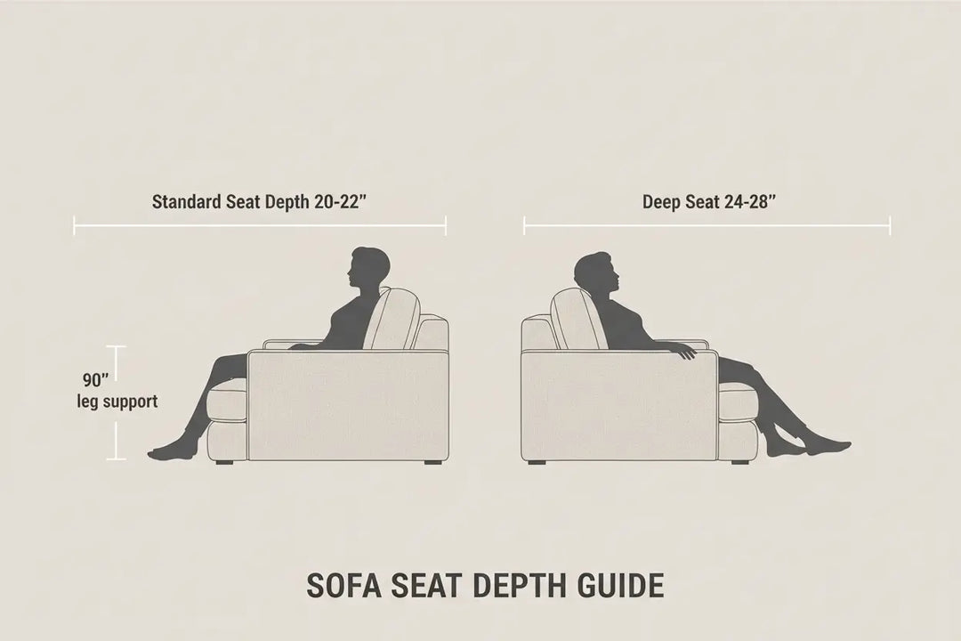 Standard Seat Depth vs Deep Seat Sofa Dimensions: The Complete Buying Guide