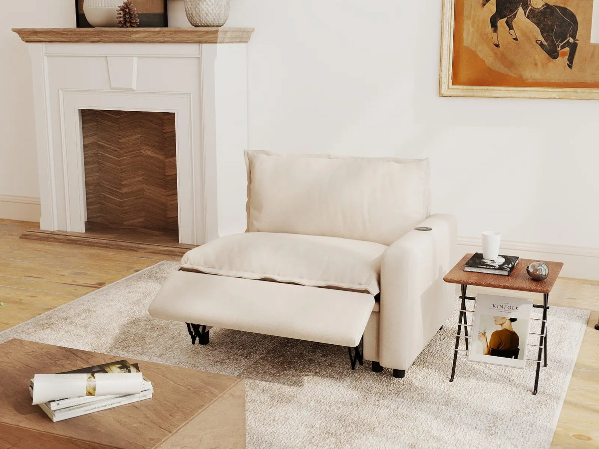1 Piece Beige Linen Compact Room Single Sofa 1 Seater 1