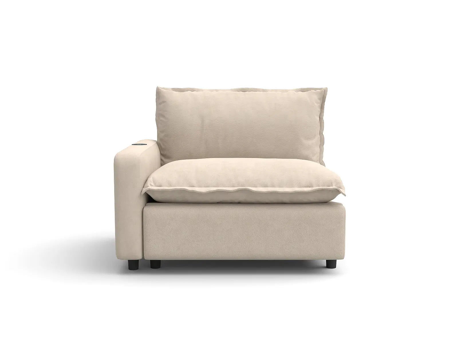 1 Piece Beige Linen Compact Room Single Sofa 1 Seater 2