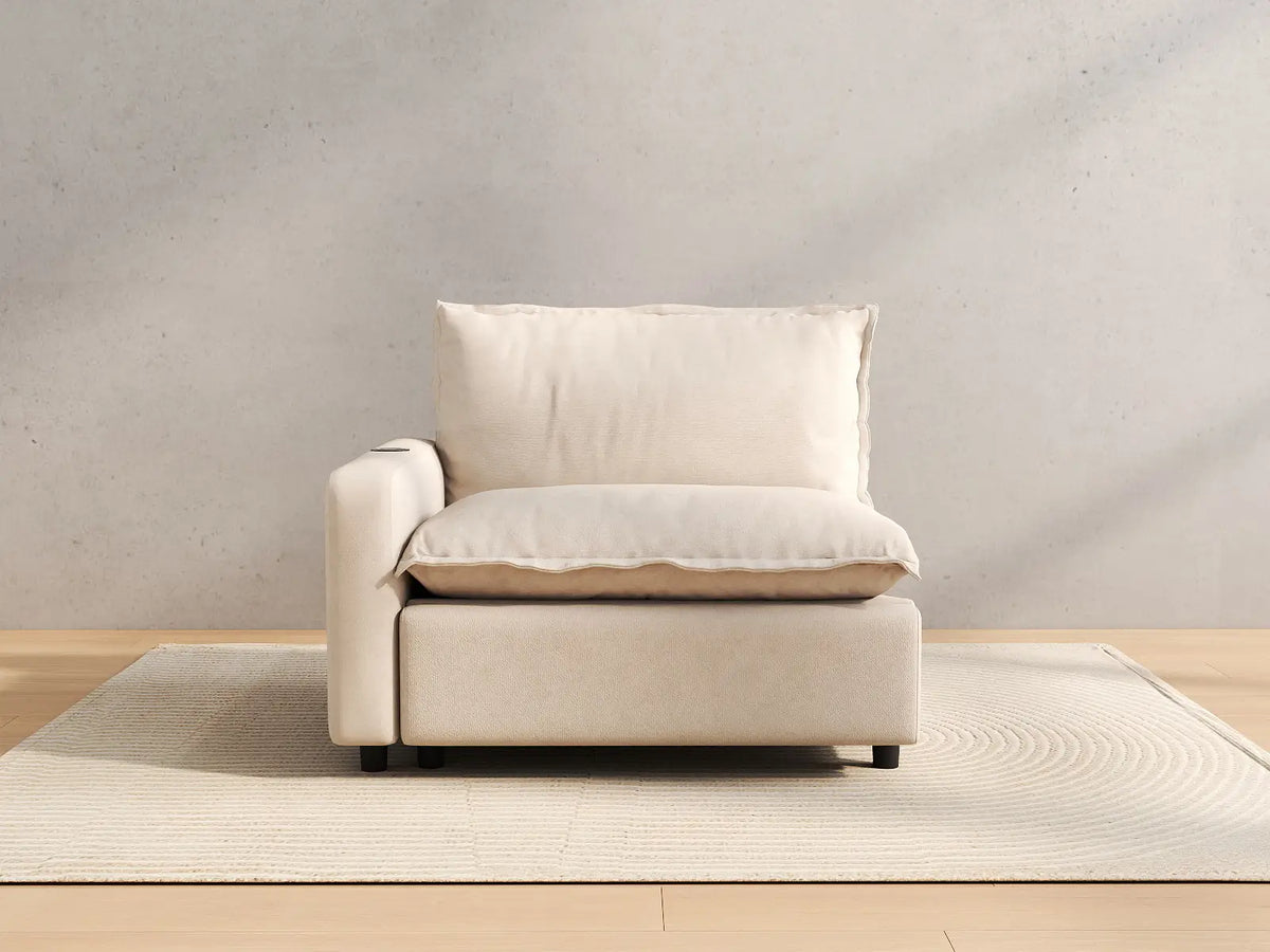 1 Piece Beige Linen Compact Room Single Sofa 1 Seater 4