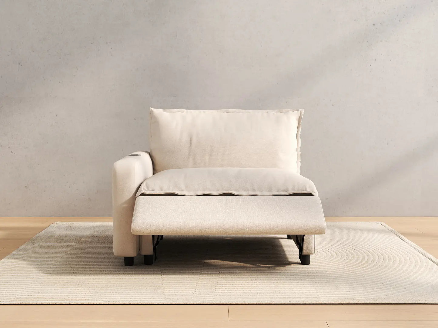 1 Piece Beige Linen Compact Room Single Sofa 1 Seater 5