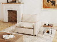 1 Piece Beige Linen Dorm Room Single Sofa 1 Seater 1