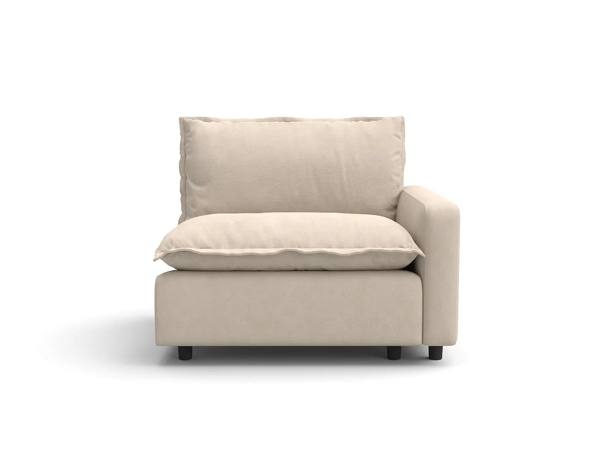 1 Piece Beige Linen Dorm Room Single Sofa 1 Seater 2