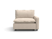 1 Piece Beige Linen Dorm Room Single Sofa 1 Seater 2