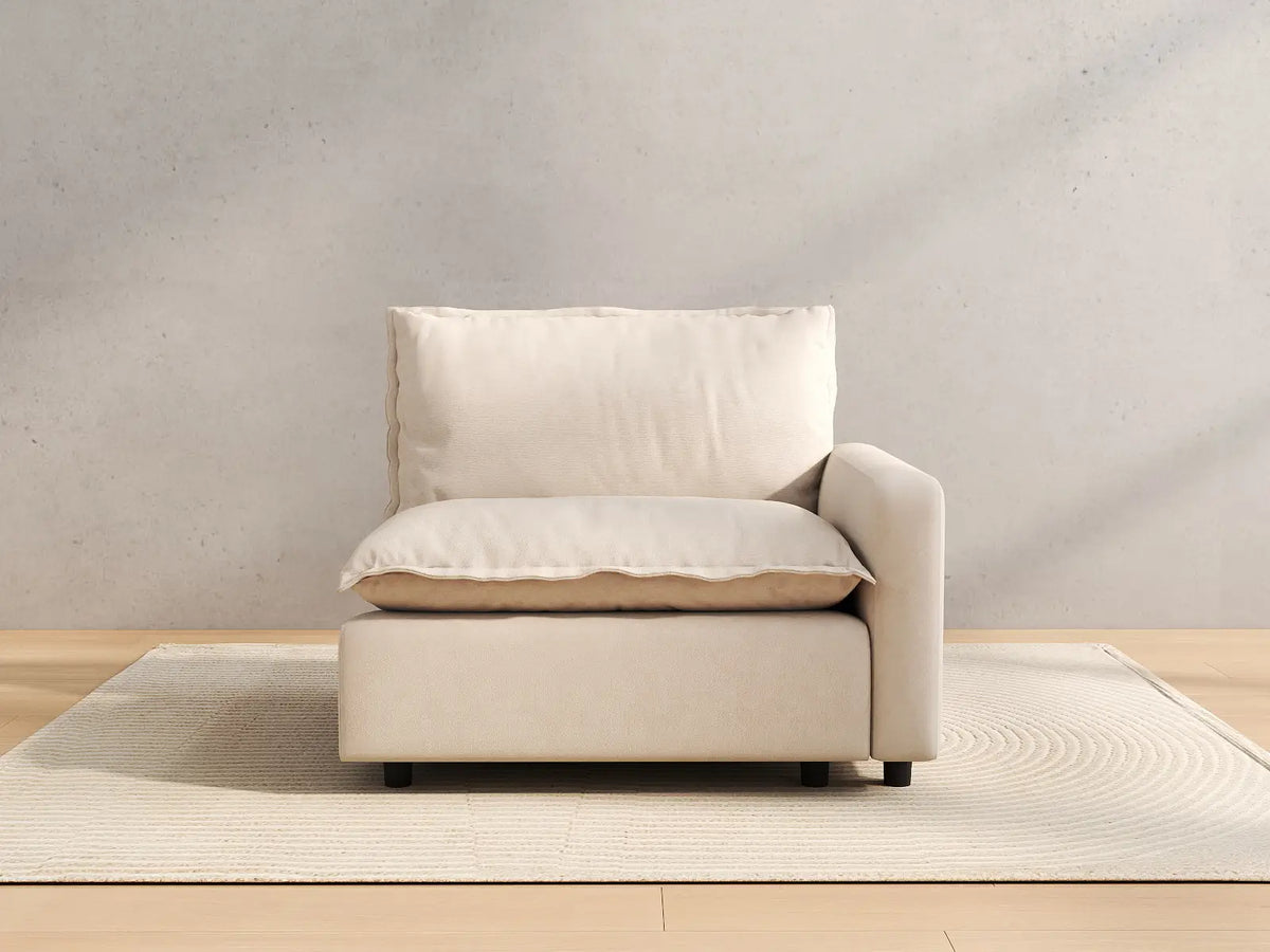 1 Piece Beige Linen Dorm Room Single Sofa 1 Seater 3