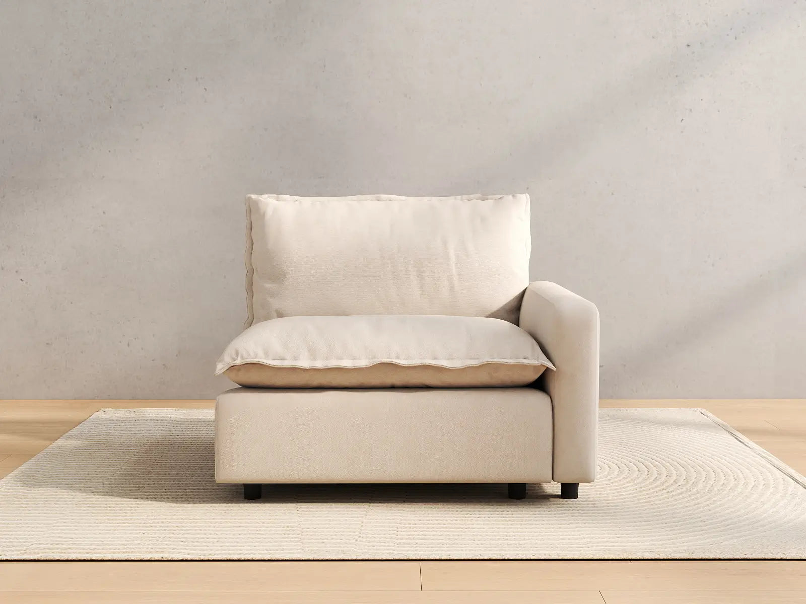 1 Piece Beige Linen Dorm Room Single Sofa 1 Seater 3