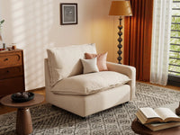 1 Piece Beige Linen Dorm Room Single Sofa 1 Seater 5