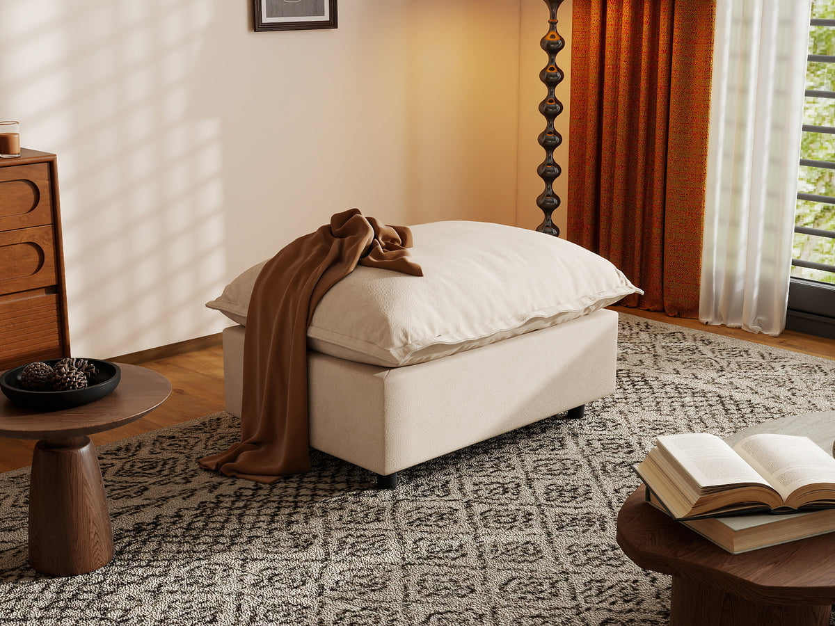1 Piece Beige Linen Flex Nook Ottomans 4