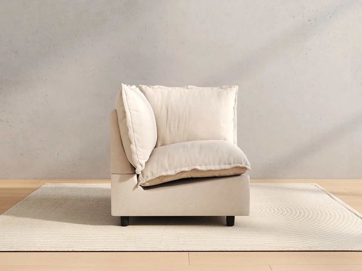 1 Piece Beige Linen Flex Nook Single Sofa 1 Seat 3