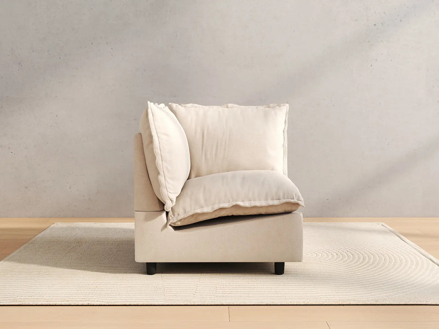 1 Piece Beige Linen Flex Nook Single Sofa 1 Seat 3