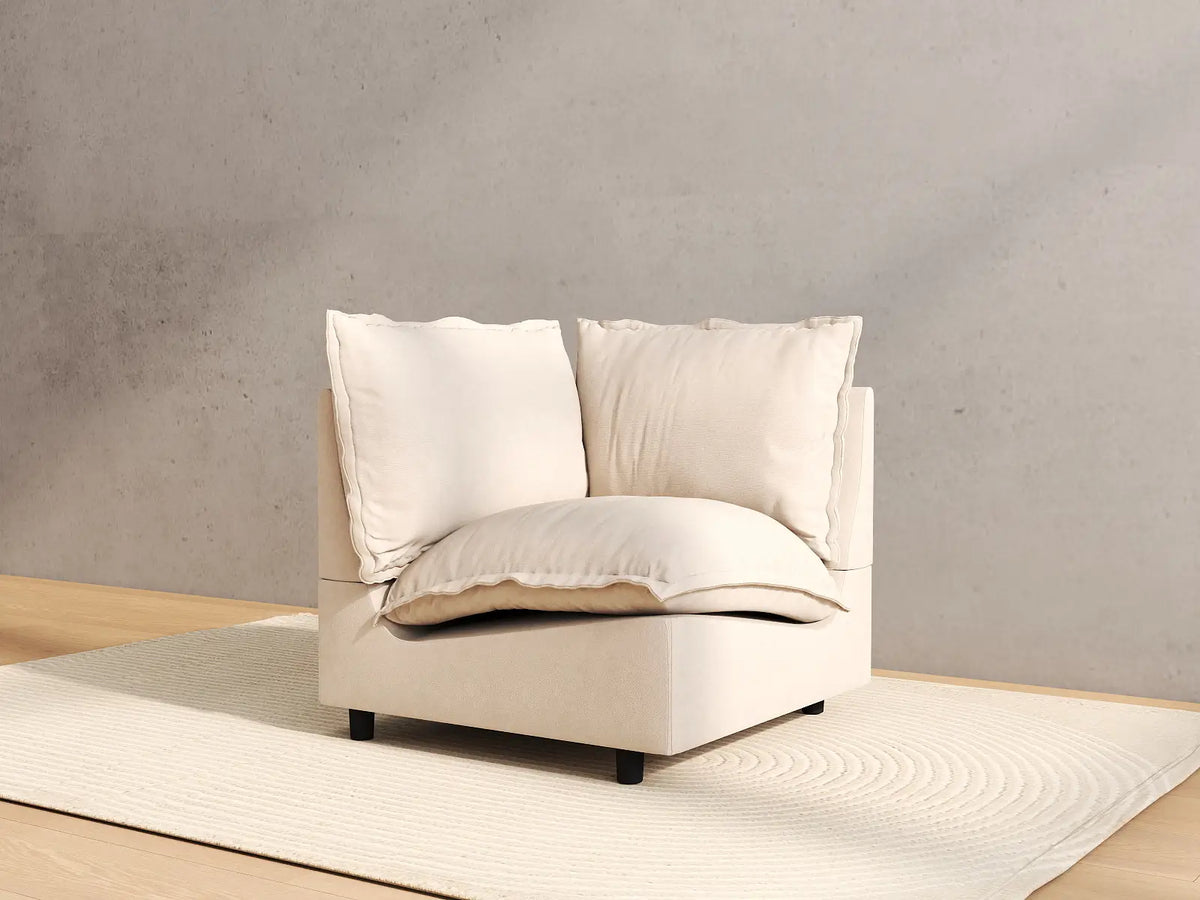 1 Piece Beige Linen Flex Nook Single Sofa 1 Seat 4