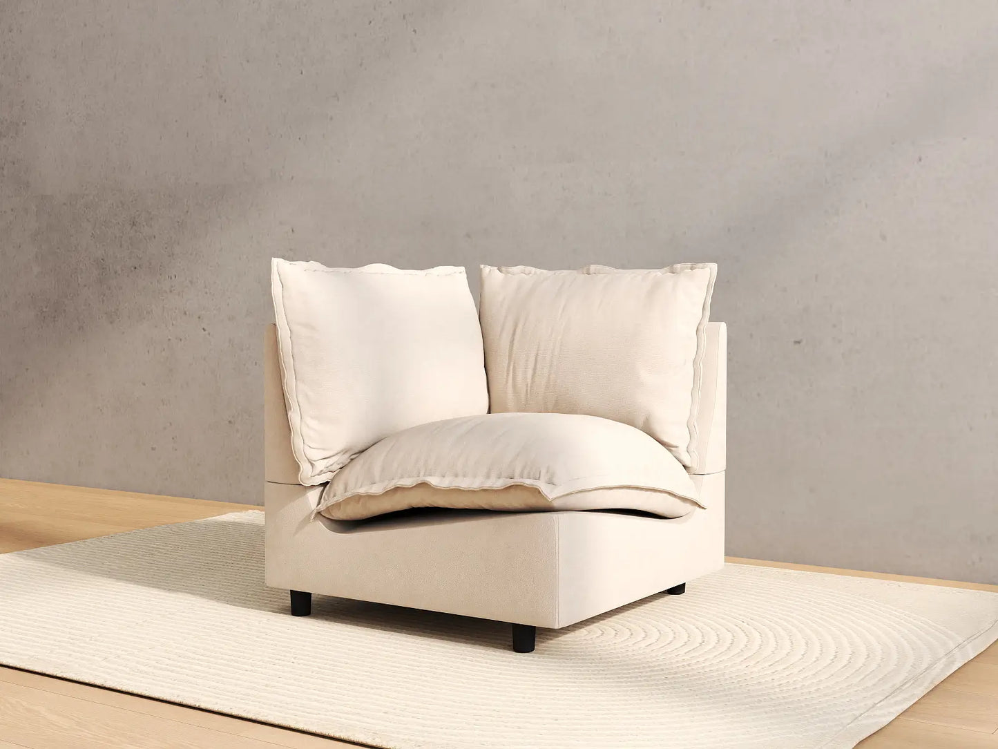 1 Piece Beige Linen Flex Nook Single Sofa 1 Seat 4