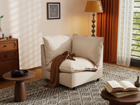 1 Piece Beige Linen Flex Nook Single Sofa 1 Seat 5