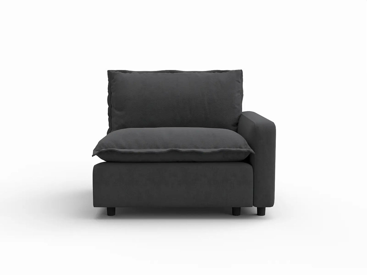 1 Piece Grey Linen Flex Nook Single Sofa 1 Seater 2