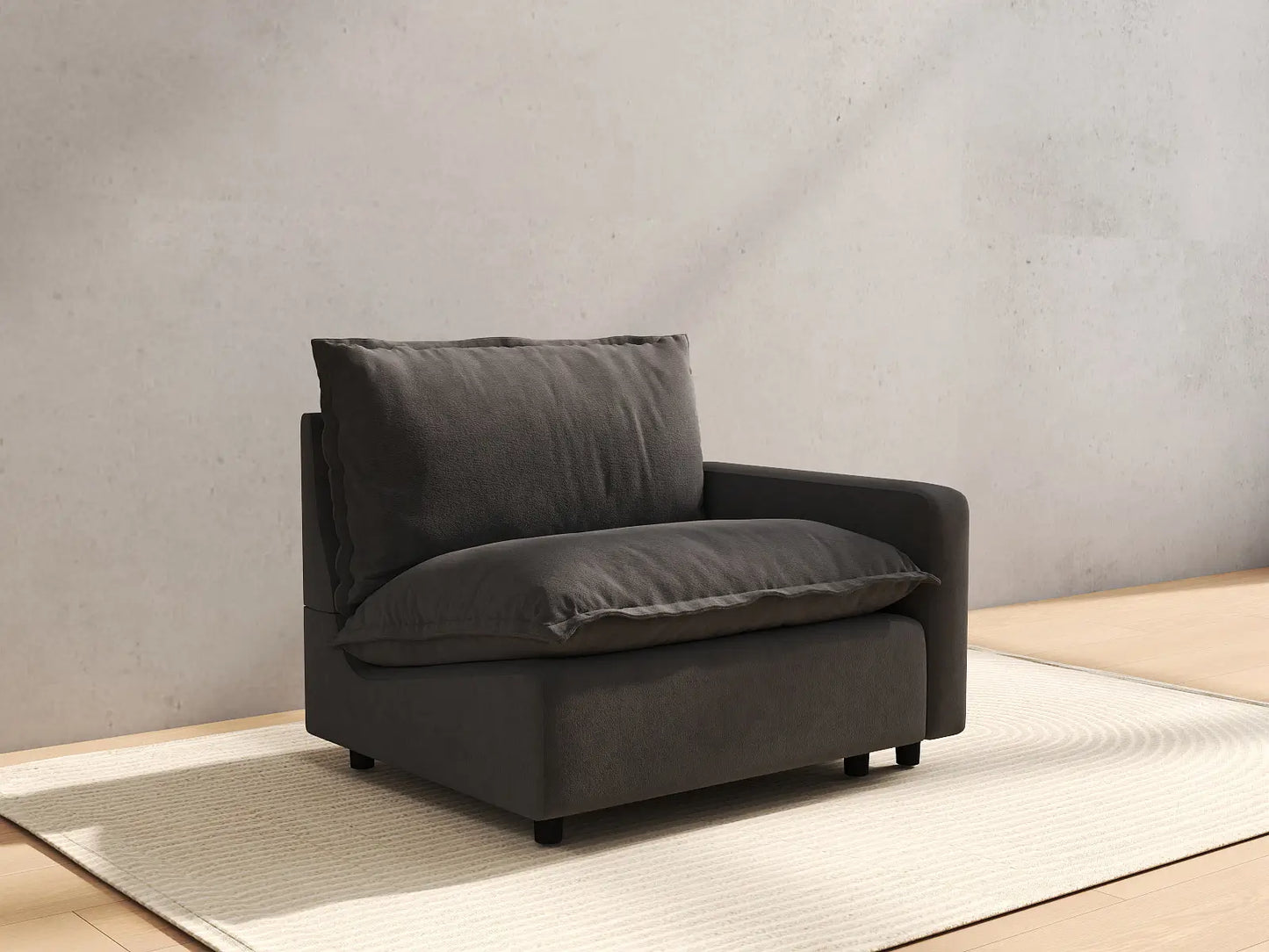 1 Piece Grey Linen Flex Nook Single Sofa 1 Seater 4