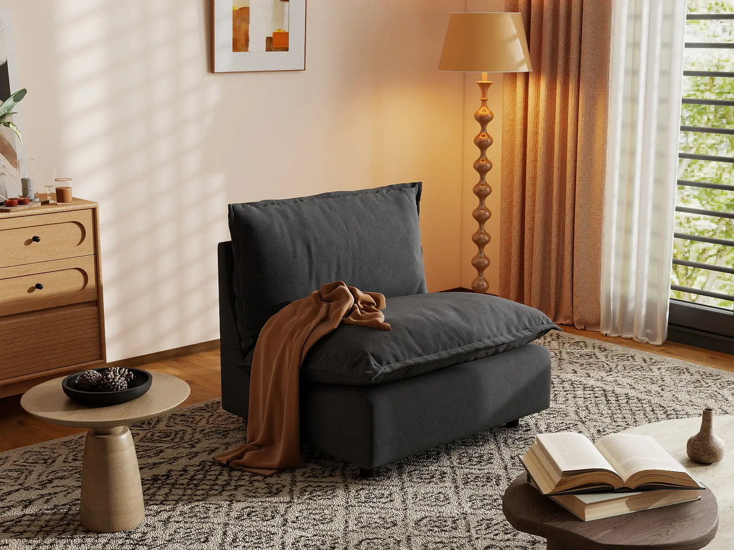 1 Piece Grey Linen Flex Nook Single Sofa 1 Seater 5 4cd98716 bf8c 40c3 9063 4bae7846b132